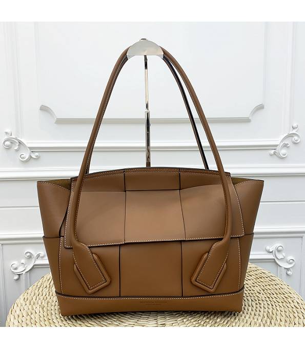 Bottega Veneta Arco Brown Original Plain Real Leather Top Handle Bag