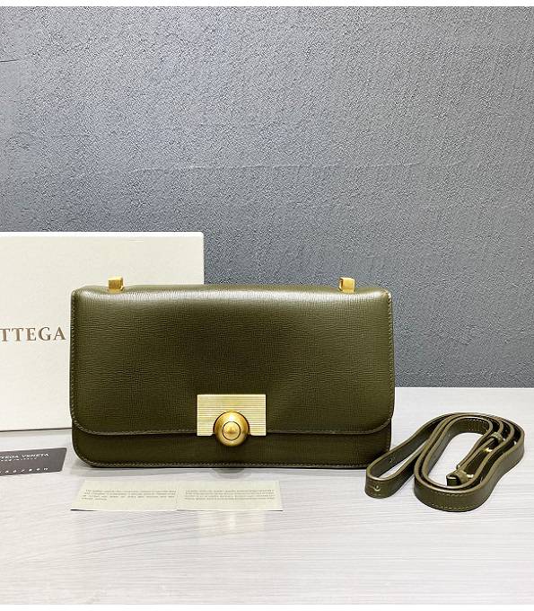 Bottega Veneta Army Green Original Palm Veins Real Leather Golden Metal Classic Shoulder Bag