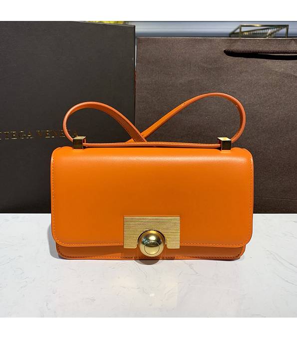 Bottega Veneta Orange Original Plain Real Leather Golden Metal Mini Classic Shoulder Bag