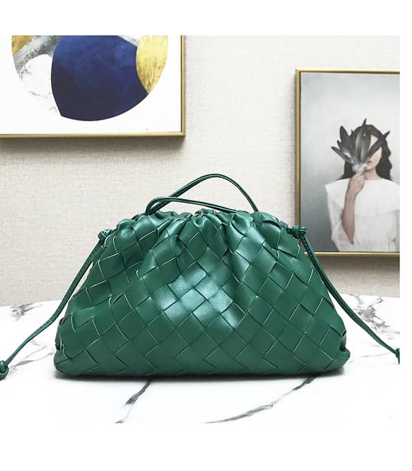 Bottega Veneta Cloud Dark Green Original Weave Lambskin Leather Mini Pouch