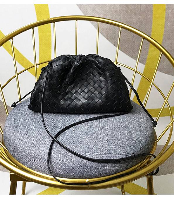 Bottega Veneta Cloud Black Original Weave Lambskin Leather Mini Pouch