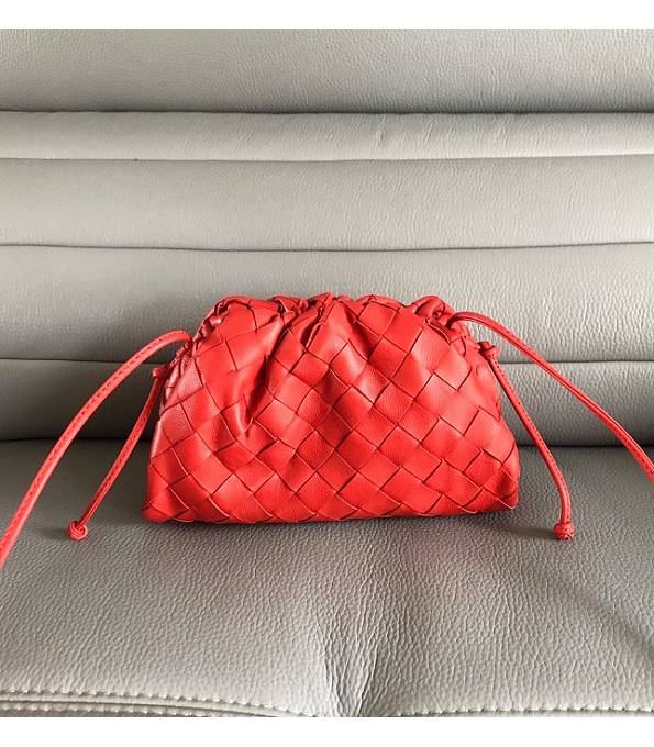 Bottega Veneta Cloud Red Original Weave Lambskin Leather Mini Pouch