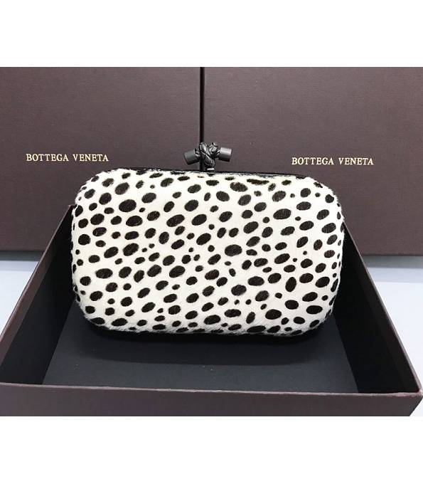 Bottega Veneta Knot White/Black Original Leopard Horse Hair Leather Clutch