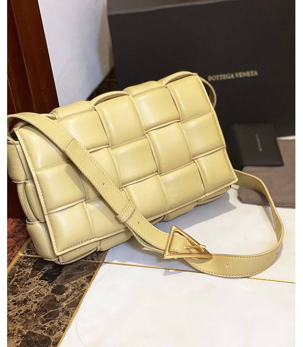 Bottega Veneta Cassette Light Yellow Original Lambskin Leather Golden Metal Pillow Bag