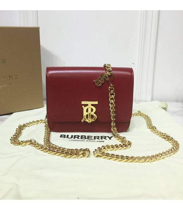 Burberry Red Original Smooth Leather Golden Chain Shoulder Bag