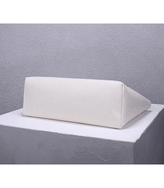 Celine White Canvas With Brown Original Leather Large Tote Bag