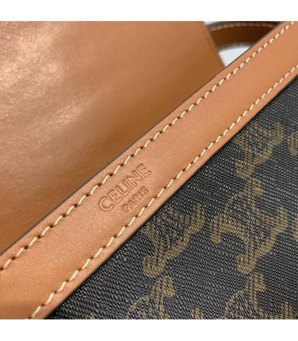 Celine Black Teen Triomphe Canvas With Brown Original Leather 18cm Shoulder Bag