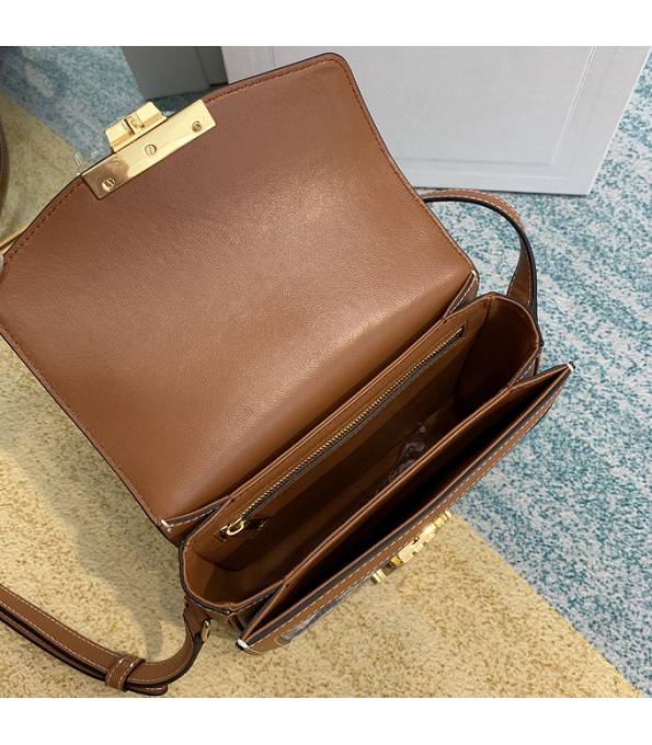 Celine Blue Teen Triomphe Canvas With Brown Original Leather 18cm Shoulder Bag