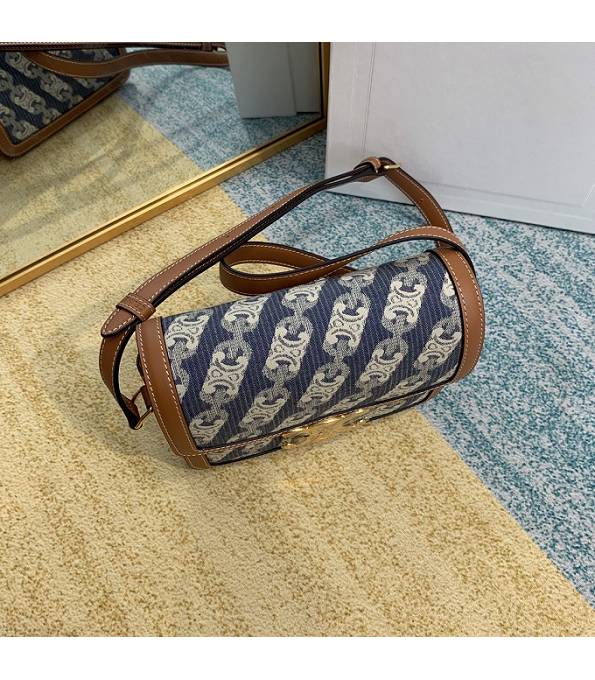 Celine Blue Teen Triomphe Canvas With Brown Original Leather 18cm Shoulder Bag