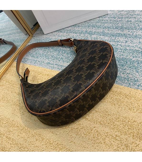 Celine Black Triomphe Canvas With Brown Original Calfskin Leather Ava Hobo Bag