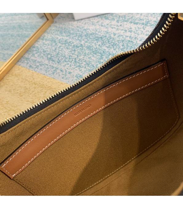 Celine Black Triomphe Canvas With Brown Original Calfskin Leather Ava Hobo Bag