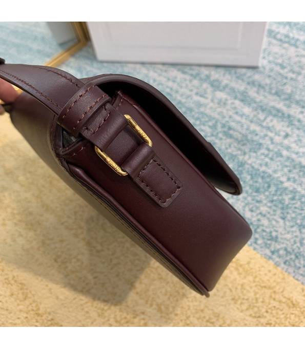 Celine Horsebit Wine Red Original Plain Veins Leather Medium Chain Maillon Triomphe Bag