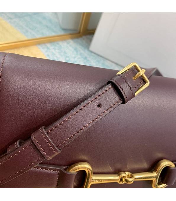 Celine Horsebit Wine Red Original Plain Veins Leather Medium Chain Maillon Triomphe Bag