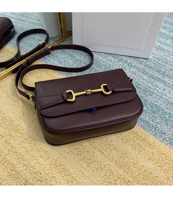 Celine Horsebit Wine Red Original Plain Veins Leather Medium Chain Maillon Triomphe Bag