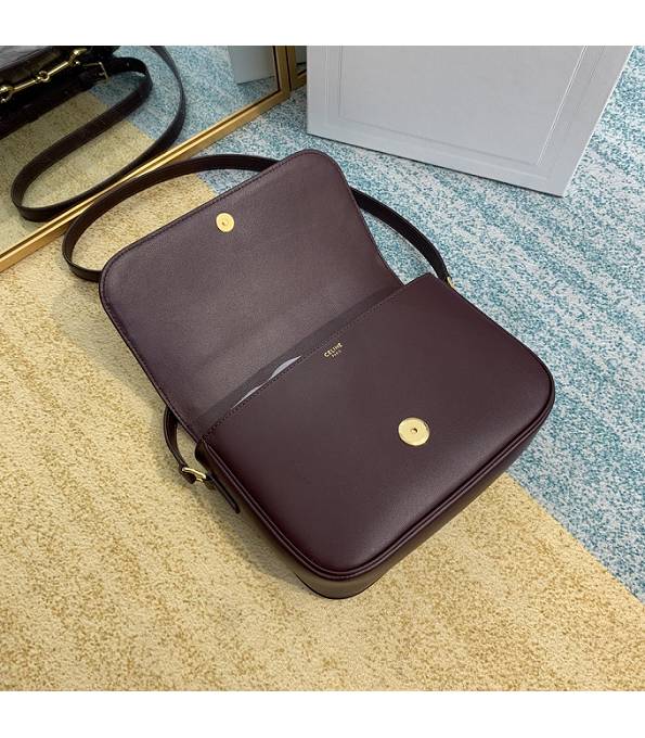 Celine Horsebit Wine Red Original Plain Veins Leather Medium Chain Maillon Triomphe Bag