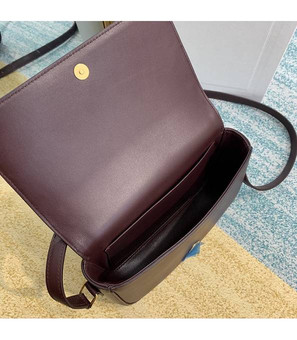 Celine Horsebit Wine Red Original Plain Veins Leather Medium Chain Maillon Triomphe Bag