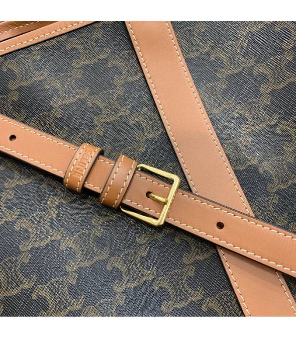 Celine Triomphe Canvas With Brown Original Leather Medium Bucket Bag