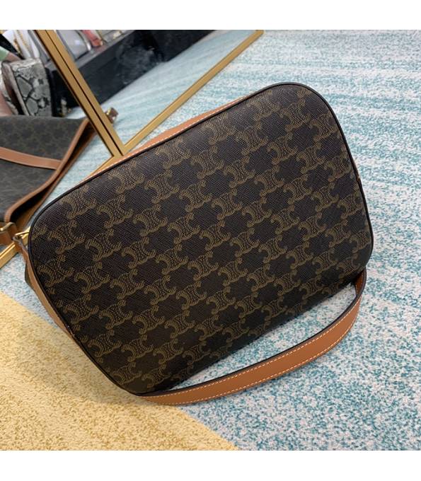 Celine Triomphe Canvas With Brown Original Leather Medium Bucket Bag