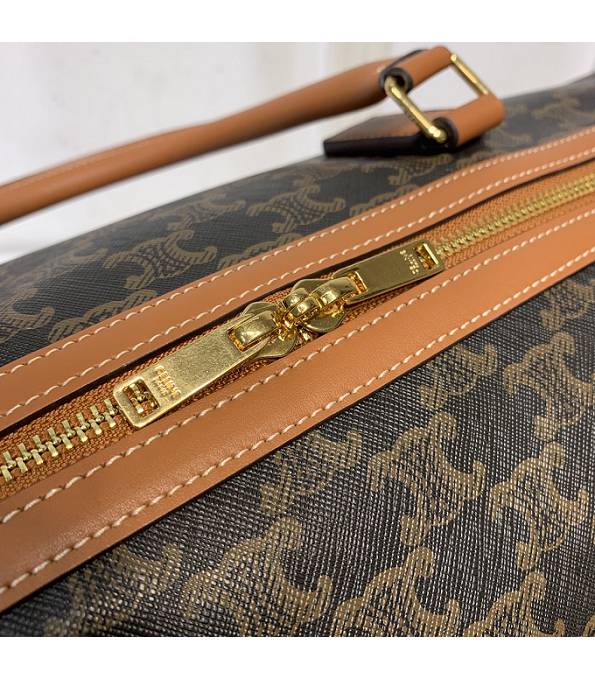 Celine Triomphe Canvas With Brown Original Leather Travel Bag