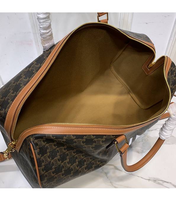 Celine Triomphe Canvas With Brown Original Leather Travel Bag