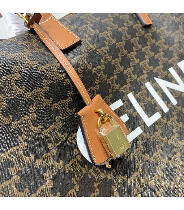 Celine Triomphe Canvas With Brown Original Leather Travel Bag