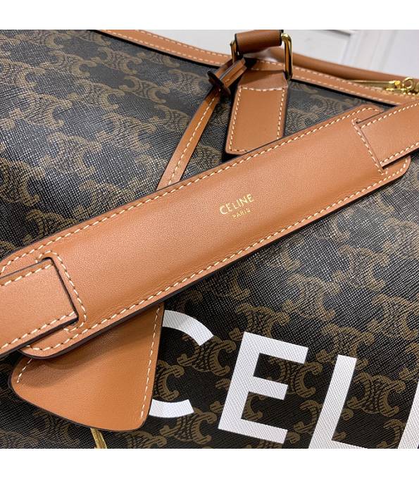 Celine Triomphe Canvas With Brown Original Leather Travel Bag
