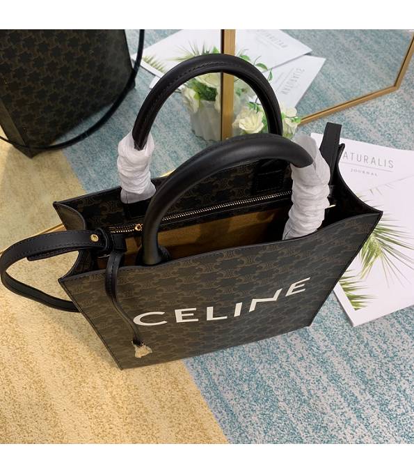 Celine Triomphe Canvas With Black Original Leather Small Cabas Vertical Tote Bag