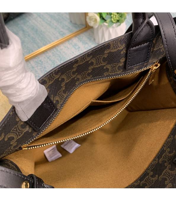 Celine Triomphe Canvas With Black Original Leather Small Cabas Vertical Tote Bag