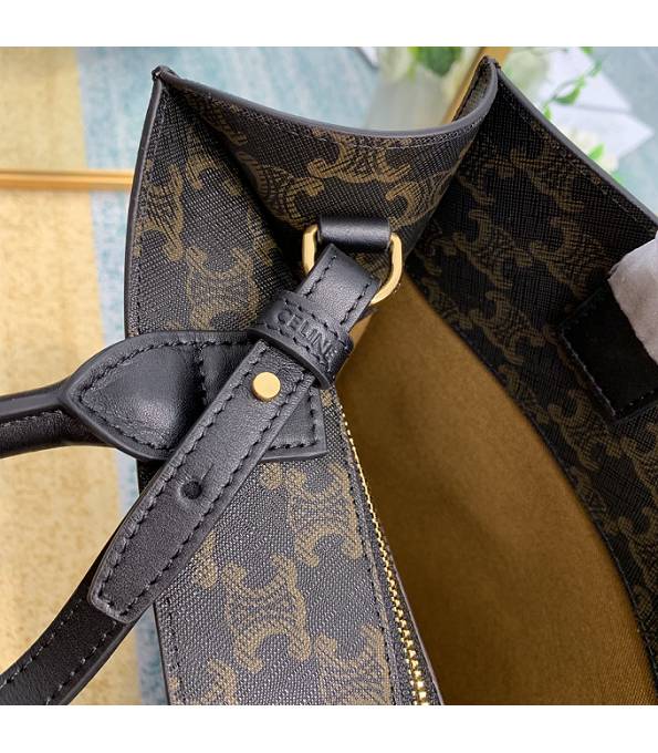 Celine Triomphe Canvas With Black Original Leather Small Cabas Vertical Tote Bag