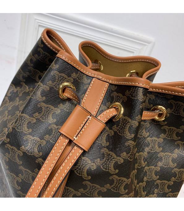Celine Triomphe Canvas With Brown Original Leather Large Bucket Bag