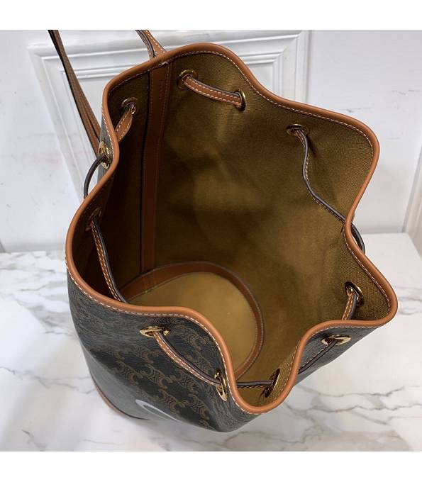 Celine Triomphe Canvas With Brown Original Leather Large Bucket Bag