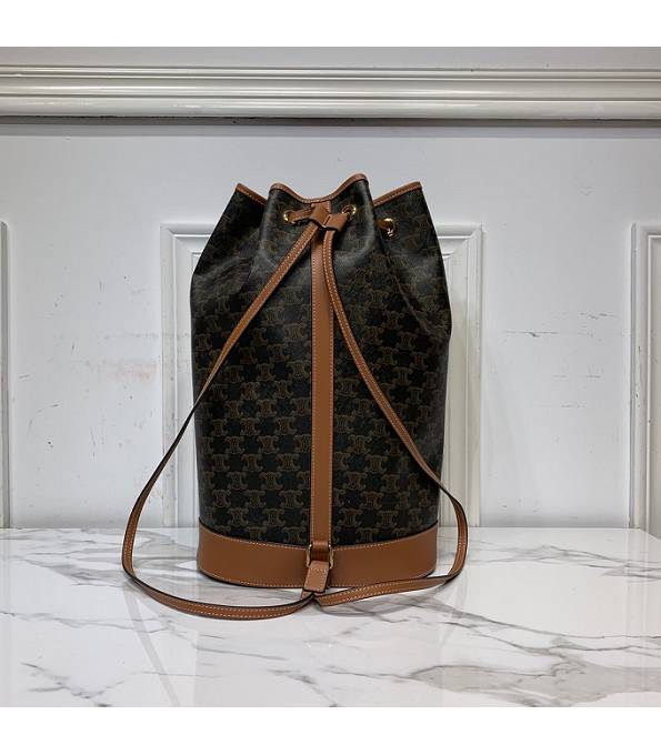 Celine Triomphe Canvas With Brown Original Leather Large Bucket Bag