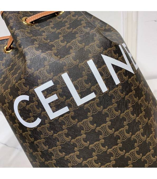 Celine Triomphe Canvas With Brown Original Leather Large Bucket Bag