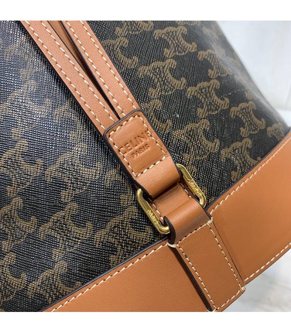Celine Triomphe Canvas With Brown Original Leather Large Bucket Bag