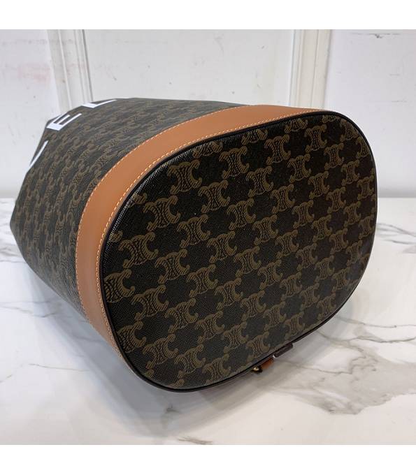 Celine Triomphe Canvas With Brown Original Leather Large Bucket Bag