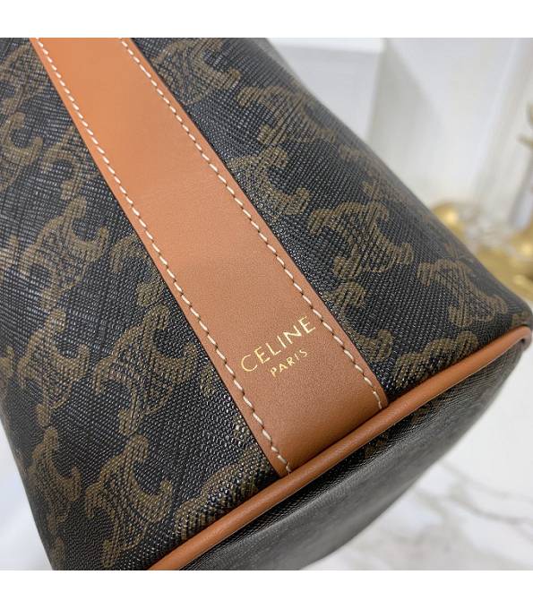Celine Triomphe Canvas With Brown Original Leather Small Bucket Bag