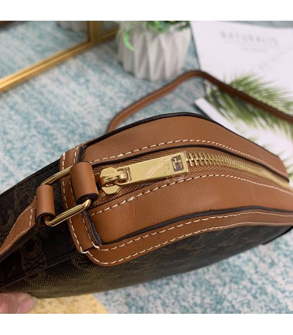 Celine Triomphe Canvas With Brown Original Leather Camera Bag