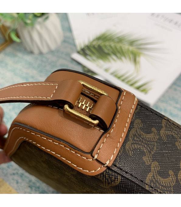 Celine Triomphe Canvas With Brown Original Leather Camera Bag
