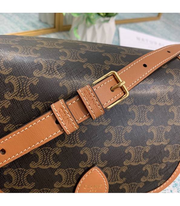Celine Triomphe Canvas With Brown Original Leather Medium Folco Bag
