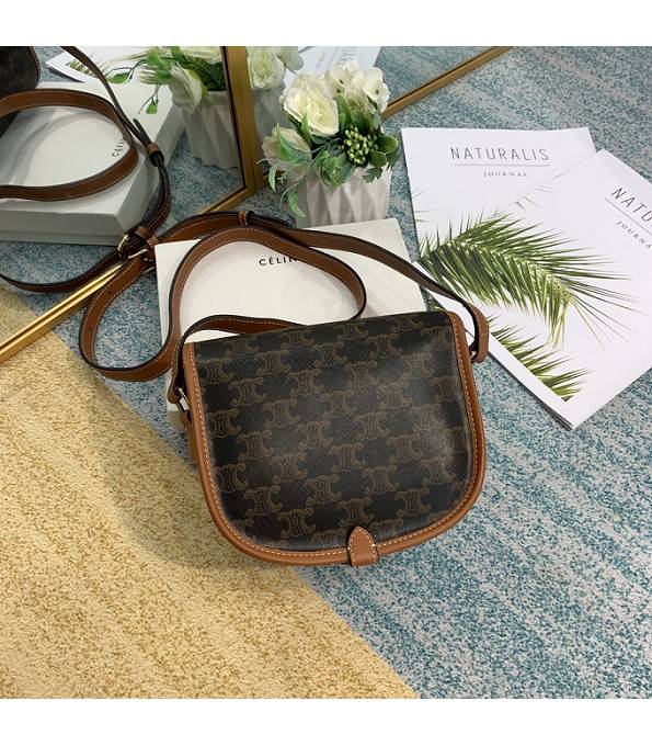 Celine Triomphe Canvas With Brown Original Leather Medium Folco Bag
