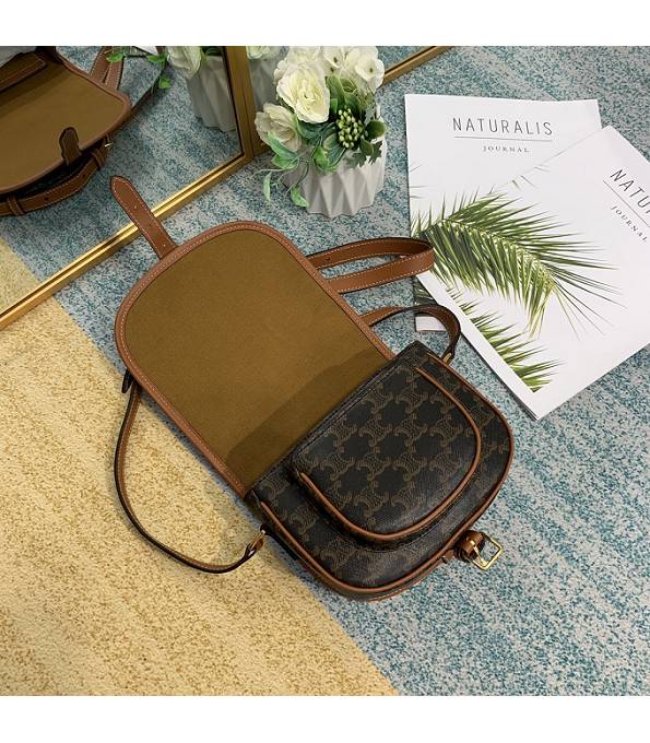 Celine Triomphe Canvas With Brown Original Leather Medium Folco Bag