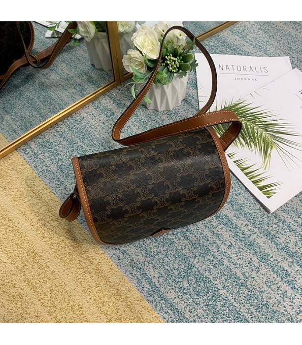 Celine Triomphe Canvas With Brown Original Leather Medium Folco Bag