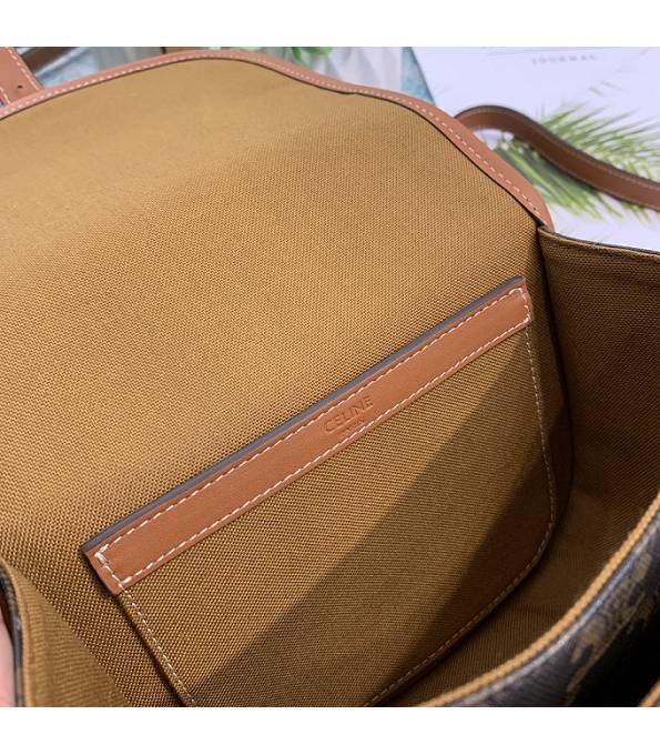 Celine Triomphe Canvas With Brown Original Leather Medium Folco Bag