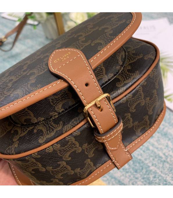 Celine Triomphe Canvas With Brown Original Leather Medium Folco Bag