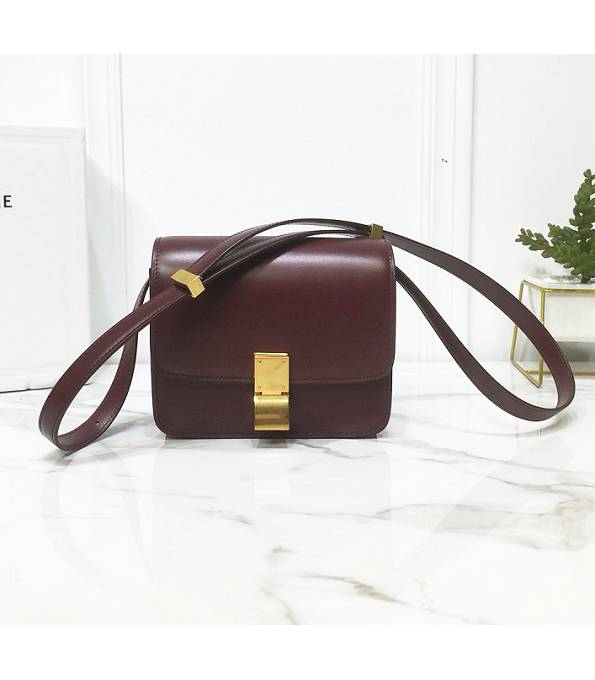 Celine Wine Red Original Plain Veins Leather Small Classic Box Bag