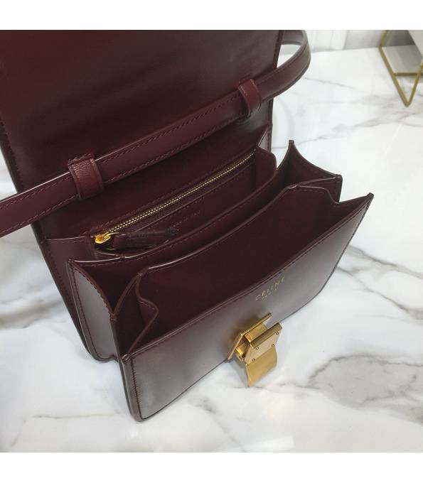 Celine Wine Red Original Plain Veins Leather Small Classic Box Bag