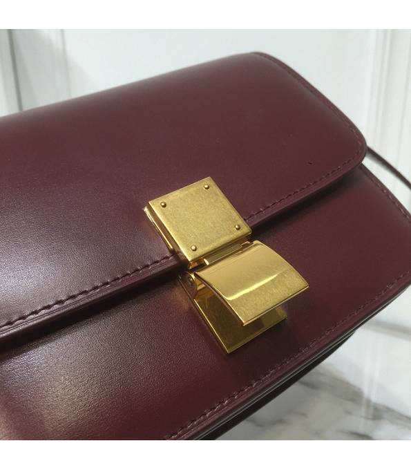 Celine Wine Red Original Plain Veins Leather Small Classic Box Bag