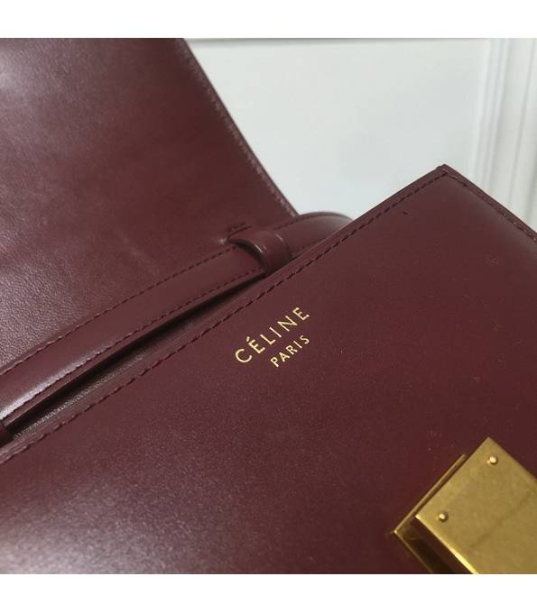 Celine Wine Red Original Plain Veins Leather Small Classic Box Bag