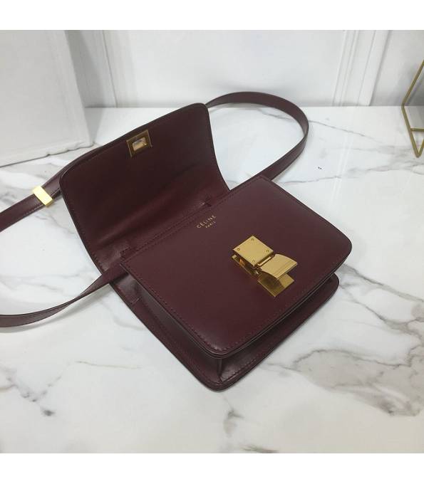 Celine Wine Red Original Plain Veins Leather Small Classic Box Bag
