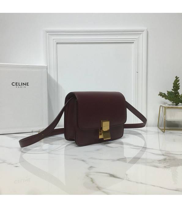 Celine Wine Red Original Plain Veins Leather Small Classic Box Bag